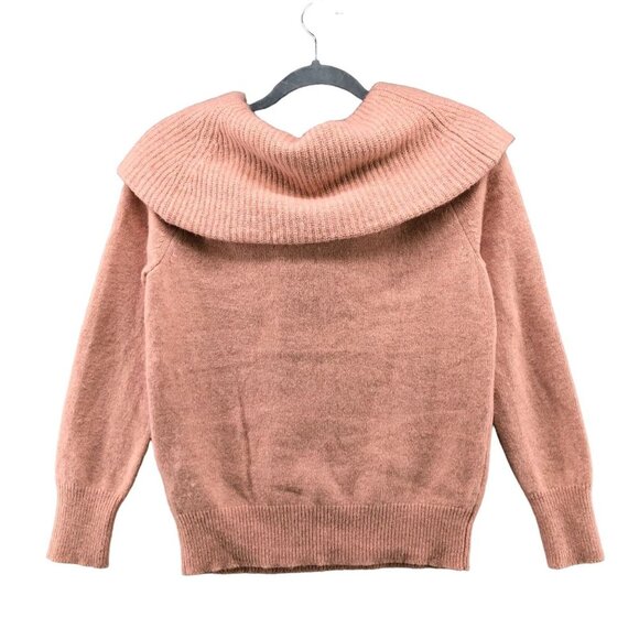 Uniqlo Wool Stretch Sweater Womens M Pink Cowl Neck Lightweight - Picture 2 of 12